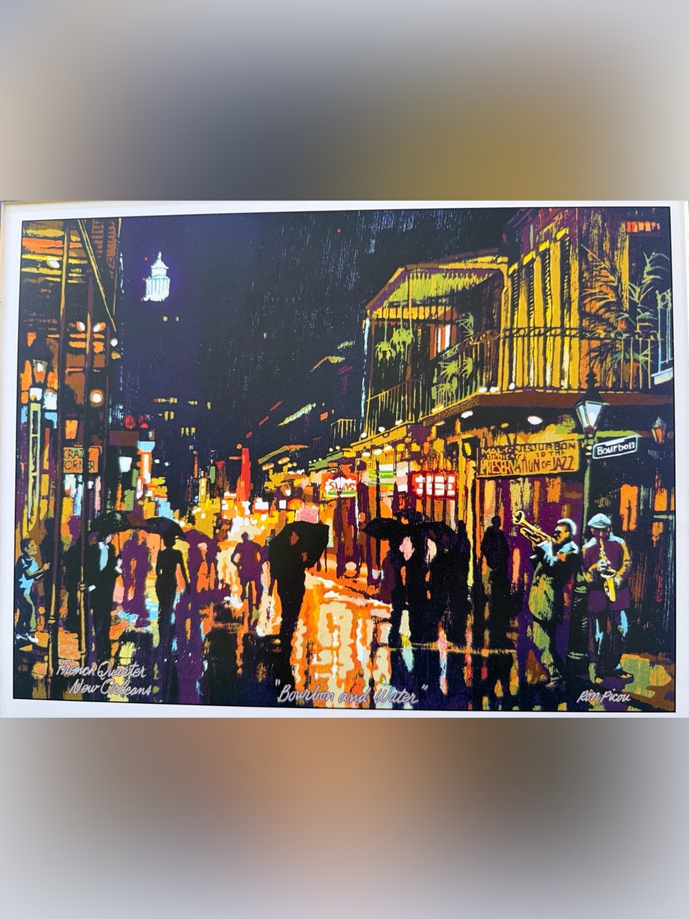 NWT New Orleans French Quarter Night Street Scene by Ron Picou